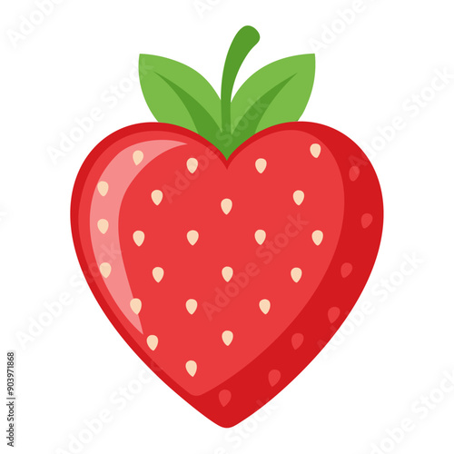 strawberry colorful fruit. heart shaped strawberry Modern abstract flat style. Natural tropical fruit. Vector illustration