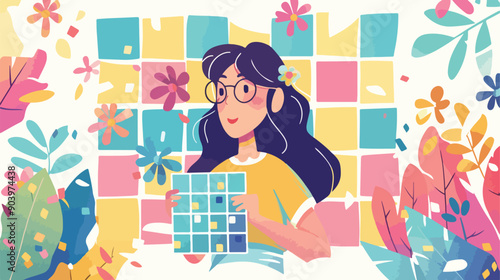 Woman Playing Sudoku Puzzle Game for Logic and Intelligence Training