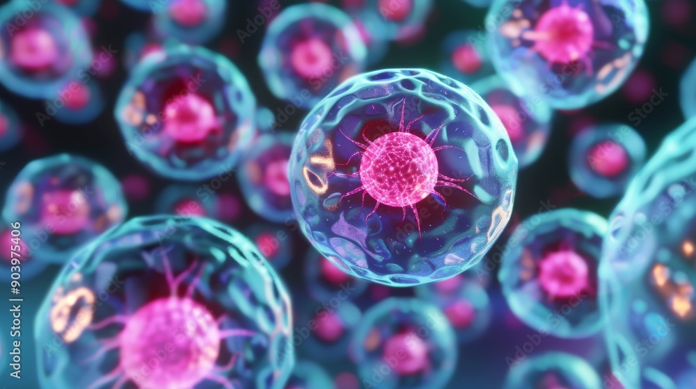 Human cell under microscope Human cell under microscope