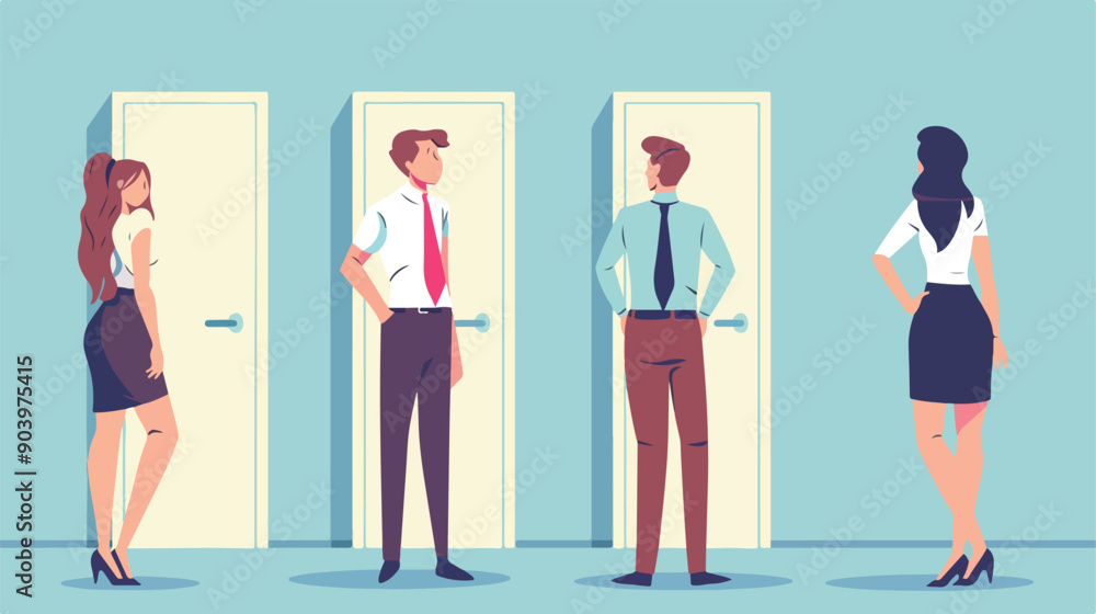 Women Entering Men's Toilet - Gender Equality Concept Women Entering Men's Toilet - Gender Equality Concept