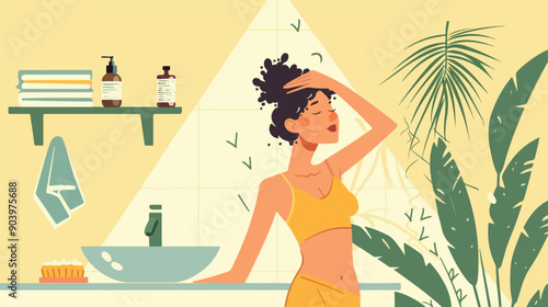 Professional Woman Morning Routine in Bathroom - Lifestyle and Skincare Concept