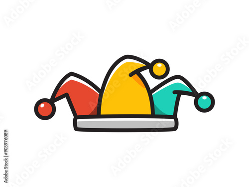 The Clown hat in the white background. Isolated Vector Illustration