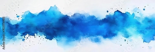  Abstract blue watercolor background with a splash of paint, Artistic, blue paint brush strokes watercolor wave. banner