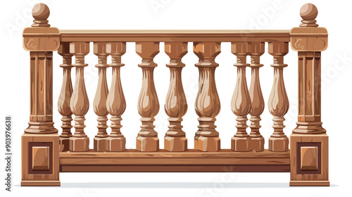 Cartoon Wooden Balusters and Handrail Design in EPS Format