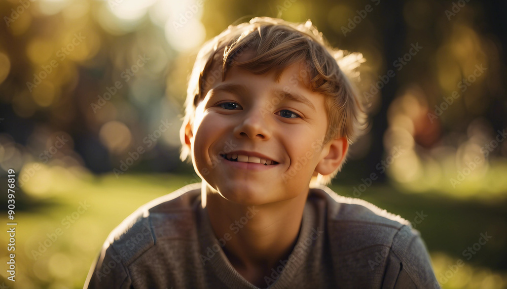 Portrait of a young boy in a playful mood, who is smiling and enjoying a sunny day in a park.
Portrait of a young boy in a playful mood, who is smiling and enjoying a sunny day in a park.