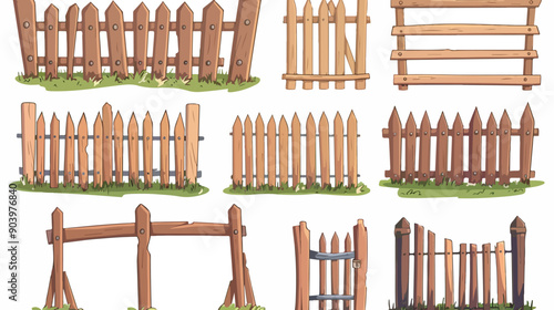 Wooden Fencing Cartoon Style - Wood Bars Materials