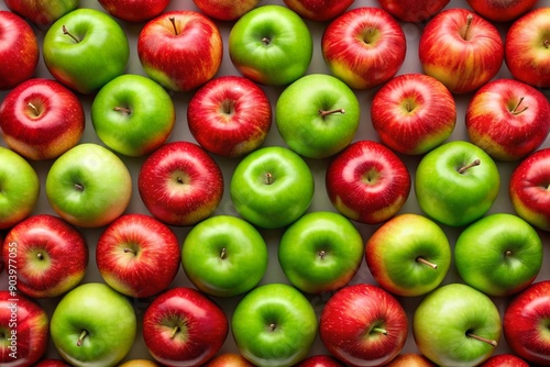 Vibrant red and green apples aligned in a seamless vertical pattern, creating a crisp and modern background perfect for designs and textures.