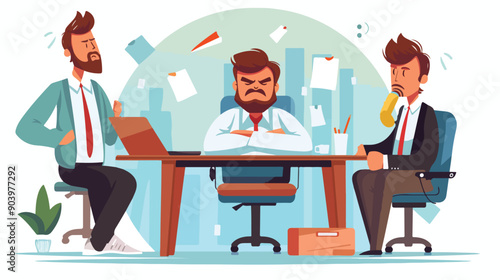 Corporate Rejection Concept with Dissatisfied Customer and Business Worker, Negative Feedback on Work Actions, Professional Disagreement and Unapproved Decision Making in Office Environment