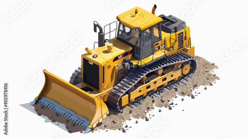 Yellow Bulldozer on White Background - Commercial Construction Equipment Illustration