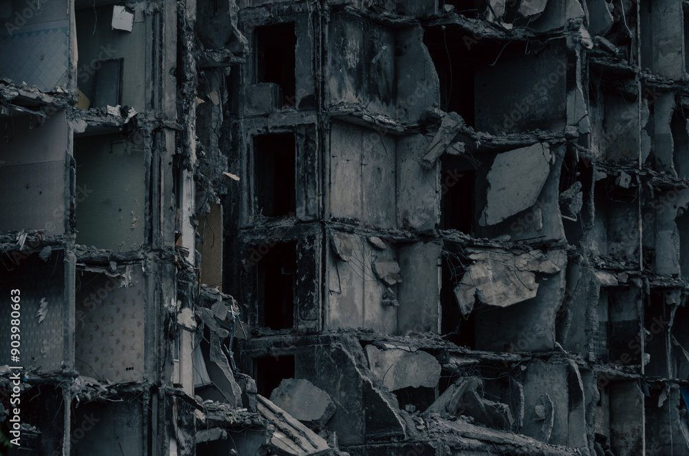 destroyed building in a city lost in the war in Ukraine destroyed building in a city lost in the war in Ukraine