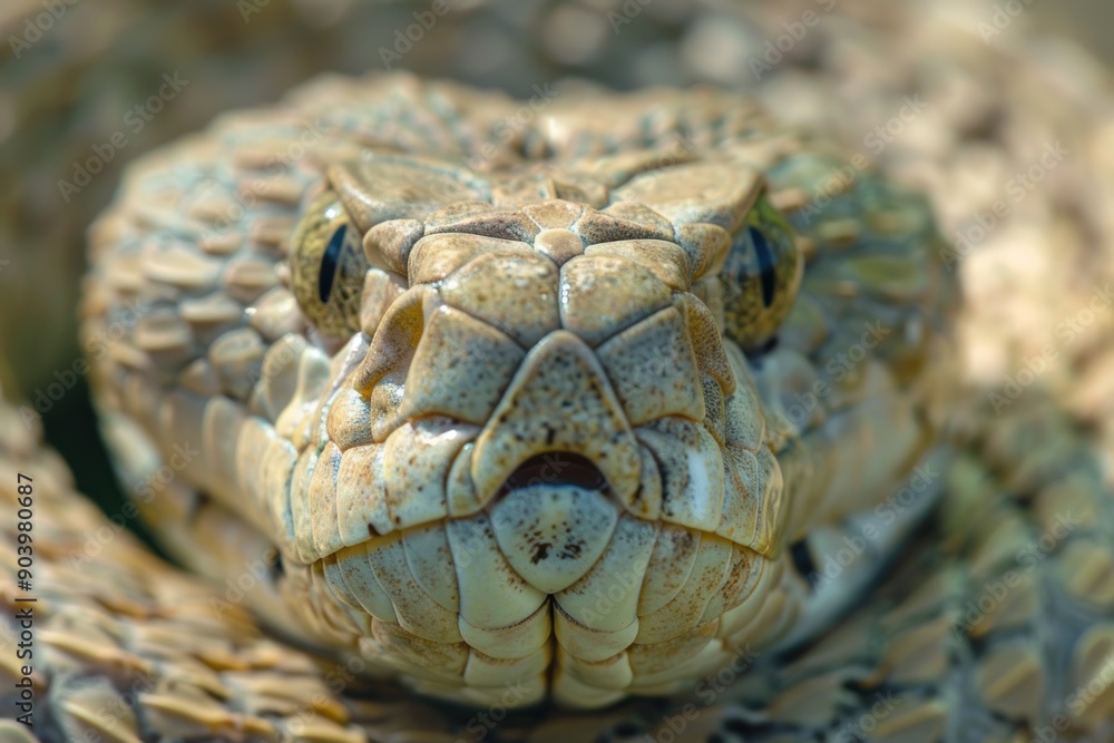 Obraz premium Snake closeup face. Macro shot of snake close up head