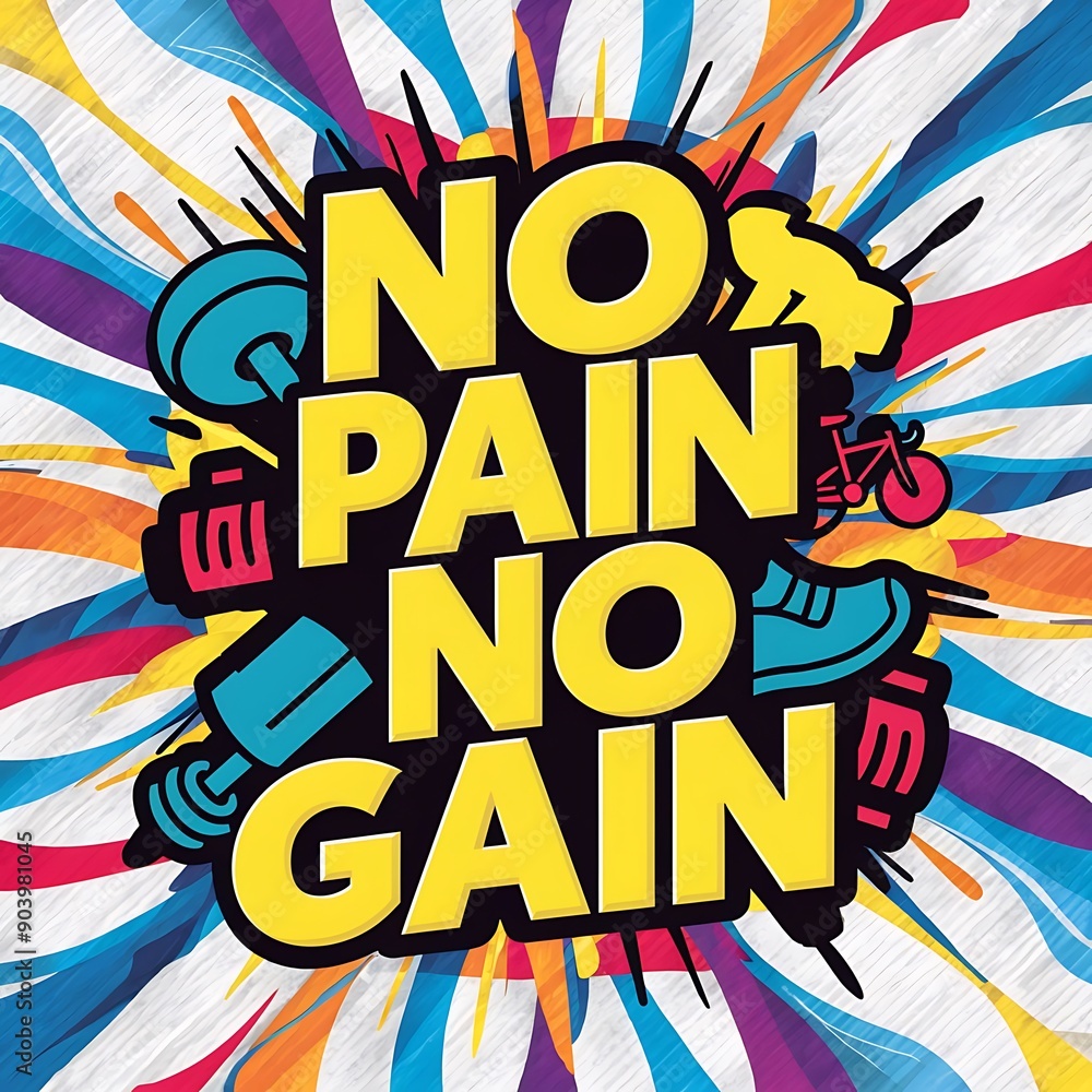 No Pain No Gain colorful background and text (T-shirt Design Motivational Quote, Illustration ,Typography) No Pain No Gain colorful background and text (T-shirt Design Motivational Quote, Illustration ,Typography)