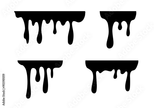 Dripping liquid. Melt drop. Flowing liquid isolated on white background. leak, splash, spilled liquid. Vector illustration.