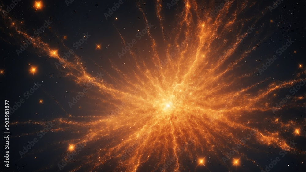 Fototapeta premium orange star clusters abstract background design backdrop copy space