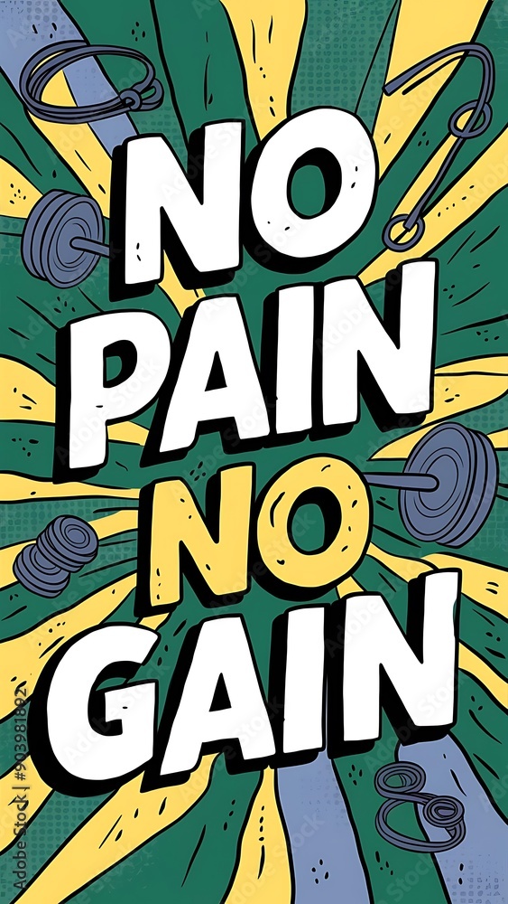 Fototapeta premium No Pain No Gain colorful background and text (T-shirt Design Motivational Quote, Illustration ,Typography)