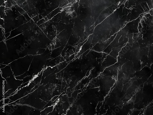 Black marble texture with white veins. Seamless pattern.