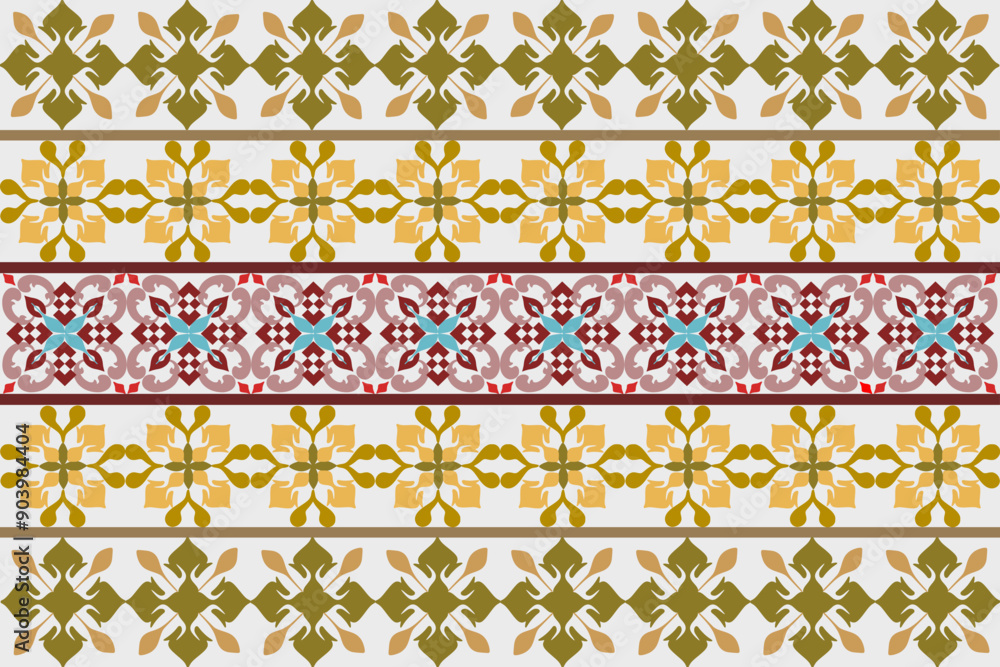 Seamless fabric pattern. Orange, light brown, green floral mandala pattern. On a cream background. Illustration, vector. Seamless fabric pattern. Orange, light brown, green floral mandala pattern. On a cream background. Illustration, vector.