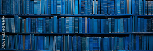 Wallpaper Mural blue books on a shelf Torontodigital.ca
