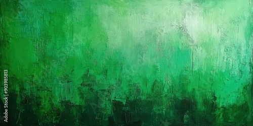 Abstract emerald green painting ,  dark green background,