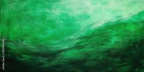 Abstract emerald green painting ,  dark green background,