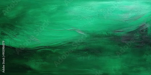 Abstract emerald green painting ,  dark green background,