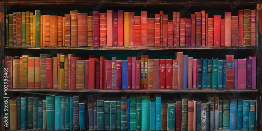 Fototapeta premium colourful books on a shelf