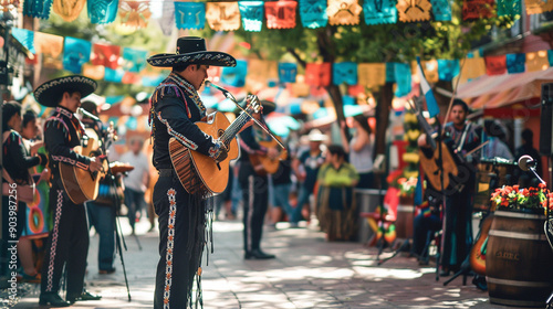 A festive Cinco de Mayo celebration, with a lively street festival featuring mariachi bands
