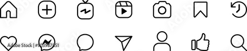 Obraz na płótnie Instagram Management Icons Logo Like for Social Media Network Interface,Comment,Share,Save,Admin Icons Web and Mobile App Icon Set Instagram editorial w salonie