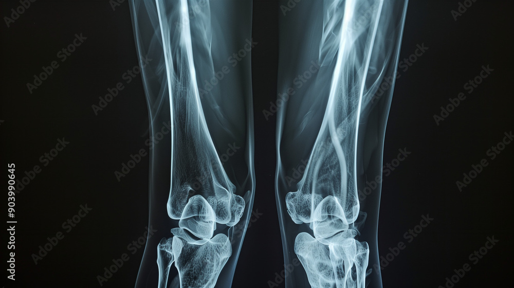 x ray image unbalanced leg bones due to frature