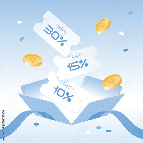 coupon point event discount lucky box vector illustration