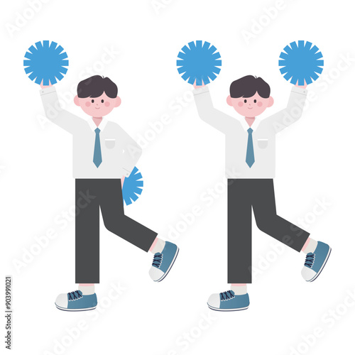 school student man boy cheering gesture illustration