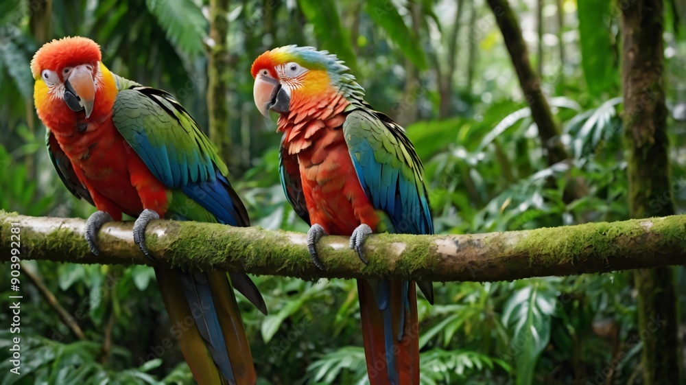Obraz premium Colorful Parrots in the Rainforest (Psittacidae)