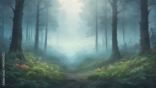 misty forest background art design backdrop copy space