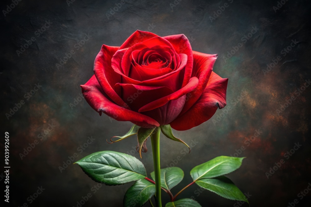 Beautiful, vibrant, red rose blooms against a dramatic, dark black background, capturing the essence of elegance and sophistication in a stunning, oil-painted artwork. Beautiful, vibrant, red rose blooms against a dramatic, dark black background, capturing the essence of elegance and sophistication in a stunning, oil-painted artwork.