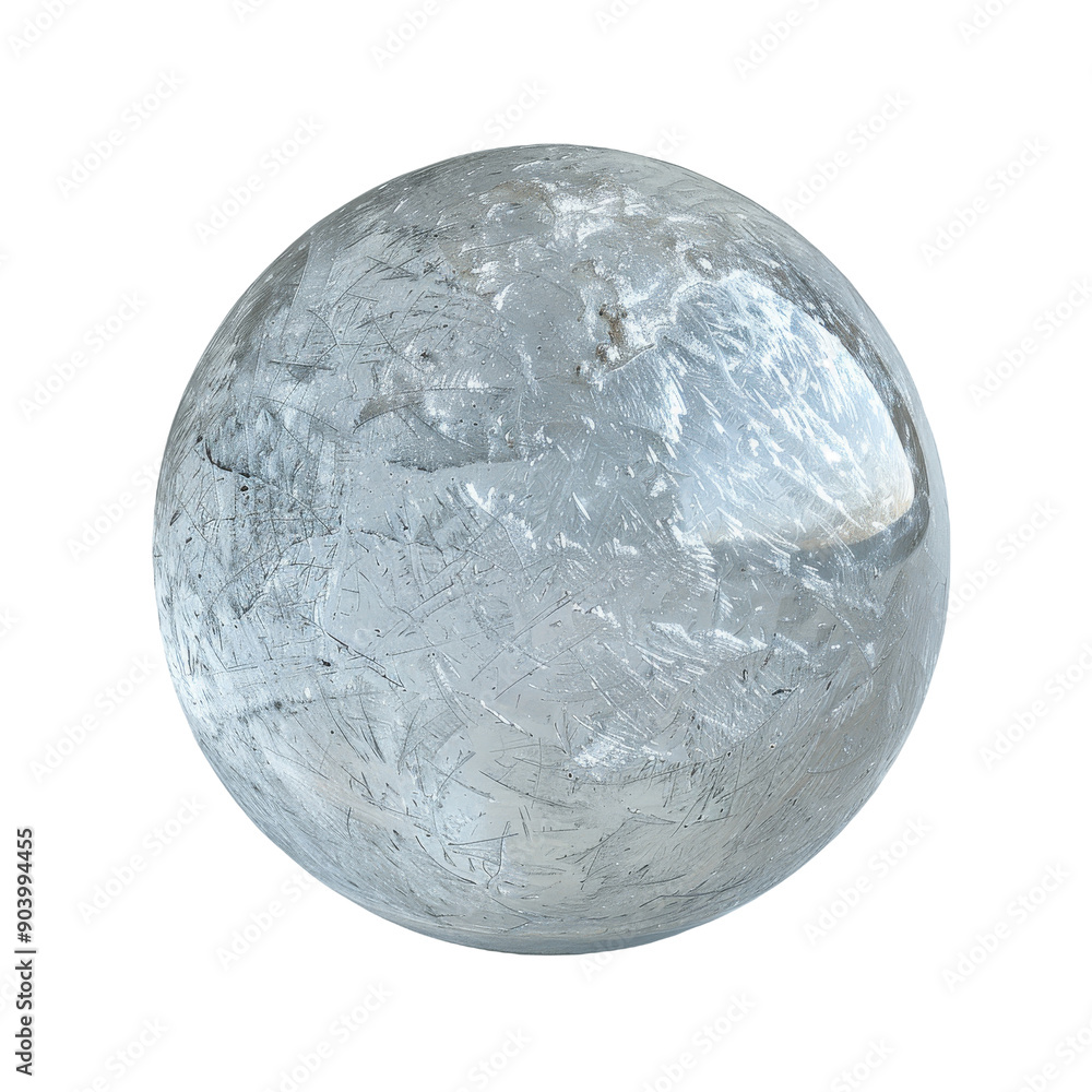 Semitransparent frosted ice sphere on isolated background Semitransparent frosted ice sphere on isolated background