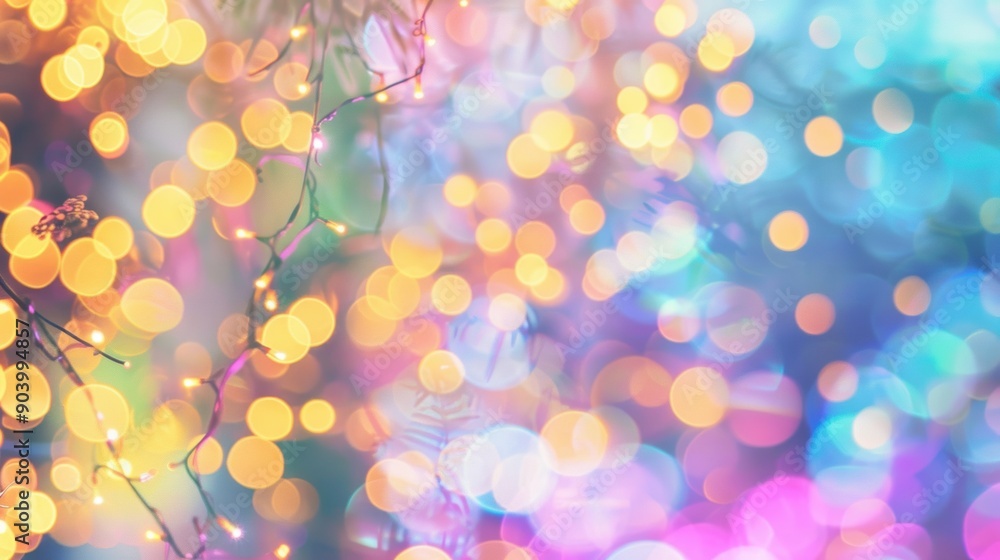 Twinkling bokeh lights create a magical atmosphere in the garden at dusk Twinkling bokeh lights create a magical atmosphere in the garden at dusk