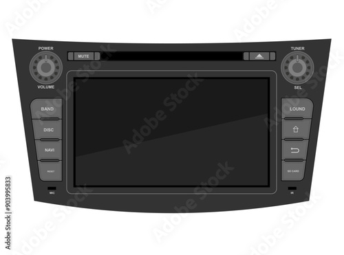 car multimedia with touchscreen vector illustration flat style isolated on white background