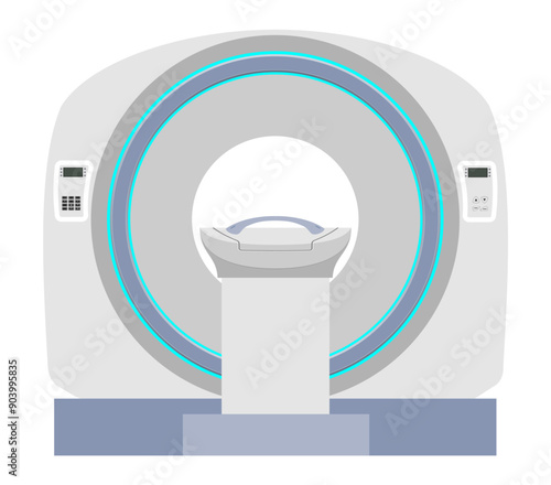 ct mri scanner machine for medical research and disease detection vector illustration flat style isolated on white background