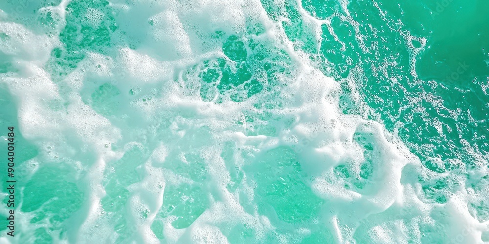 Fototapeta premium turquoise water surface, water in the pool, cyan water texture of the ocean sea
