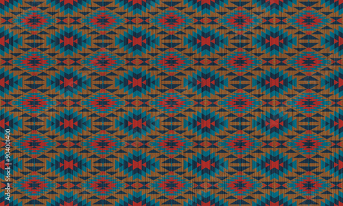 American tribal ethnic native pattern.Traditional Navajo,Aztec,Apache,Southwest and Mexican style fabric pattern.Abstract vector motifs pattern.For fabric,clothing,blanket,carpet,woven,wrap,decoration