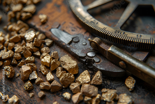 Gold nuggets on black background