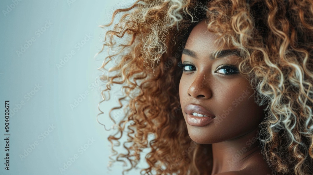 Fototapeta premium young black woman with blond curly hair