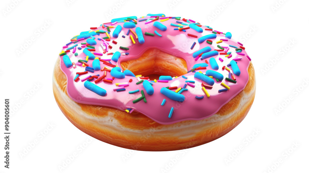 Donut with colorful sprinkles on transparent background Donut with colorful sprinkles on transparent background