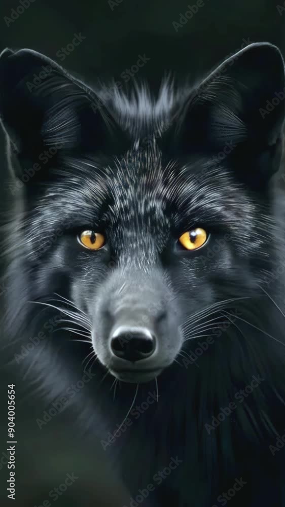 Portrait of a black fox on a black isolated background Portrait of a black fox on a black isolated background