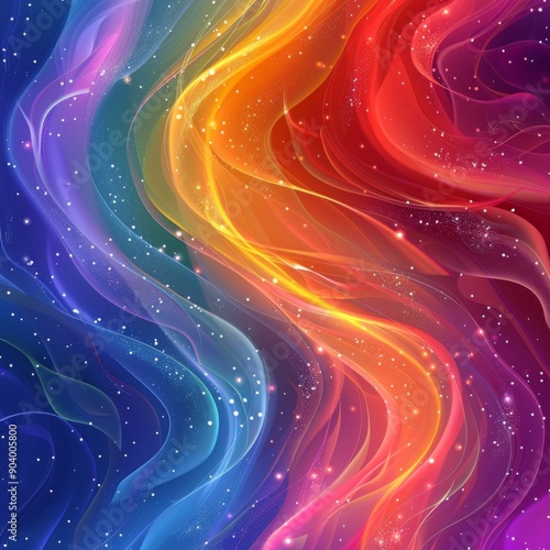 Dynamic Rainbow Abstract: A Burst of Colorful Energy on a Canvas of Vibrant Lines and Glittering Highlights.