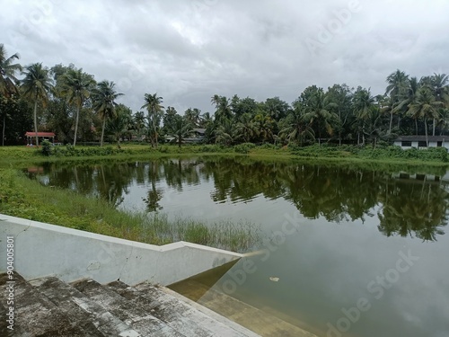 Temple tanks are wells or reservoirs built as part of the temple complex near Indian temples. photo