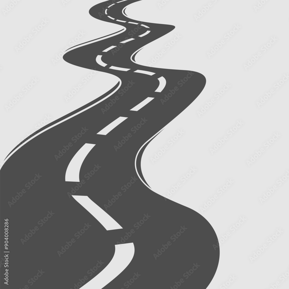 Winding empty road isolated. Vector illustration Winding empty road isolated. Vector illustration