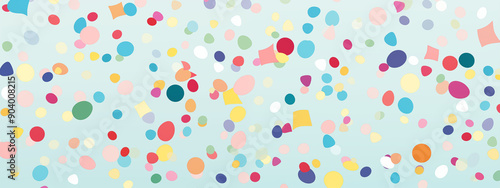 Colorful Circles and Shapes on Light Blue Background High Resolution Digital Design