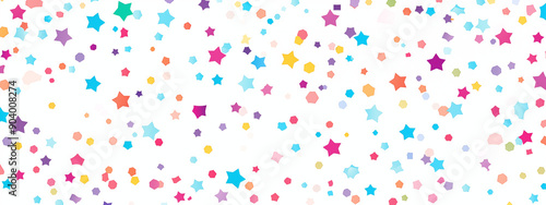 Colorful Stars and Shapes on White Background High Resolution Digital Design