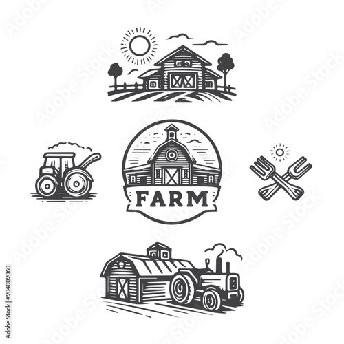 Vintage Farm Logo Illustration